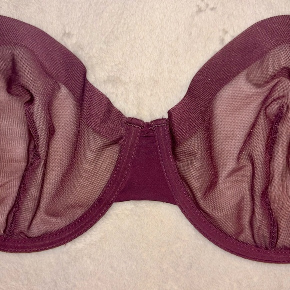Auden Sheer Mesh Bra - Deep Burgundy Underwire and Unlined - Picture 4 of 6